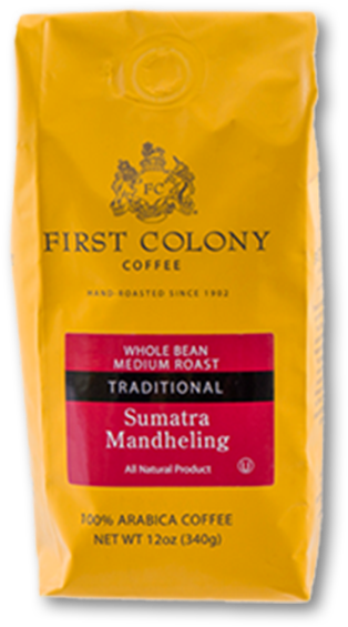 First Colony Sumatra Mandheling First Colony Whole - First Colony Traditional Coffee, 100% Arabica, Ground (600x600), Png Download