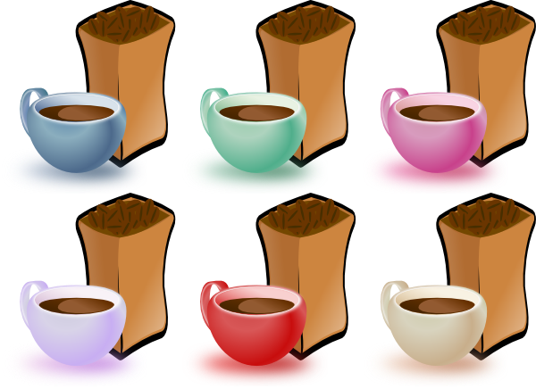 Coffee Cups And Bean Svg Clip Arts 600 X 436 Px (600x436), Png Download