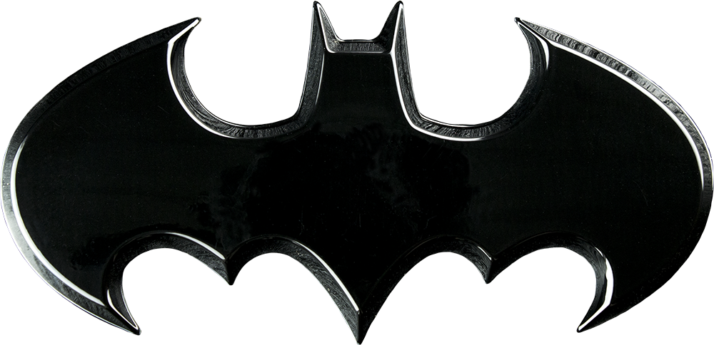 Batman Batwing Logo Black Premium Emblem - Batman Logo Yellow Background (1000x484), Png Download