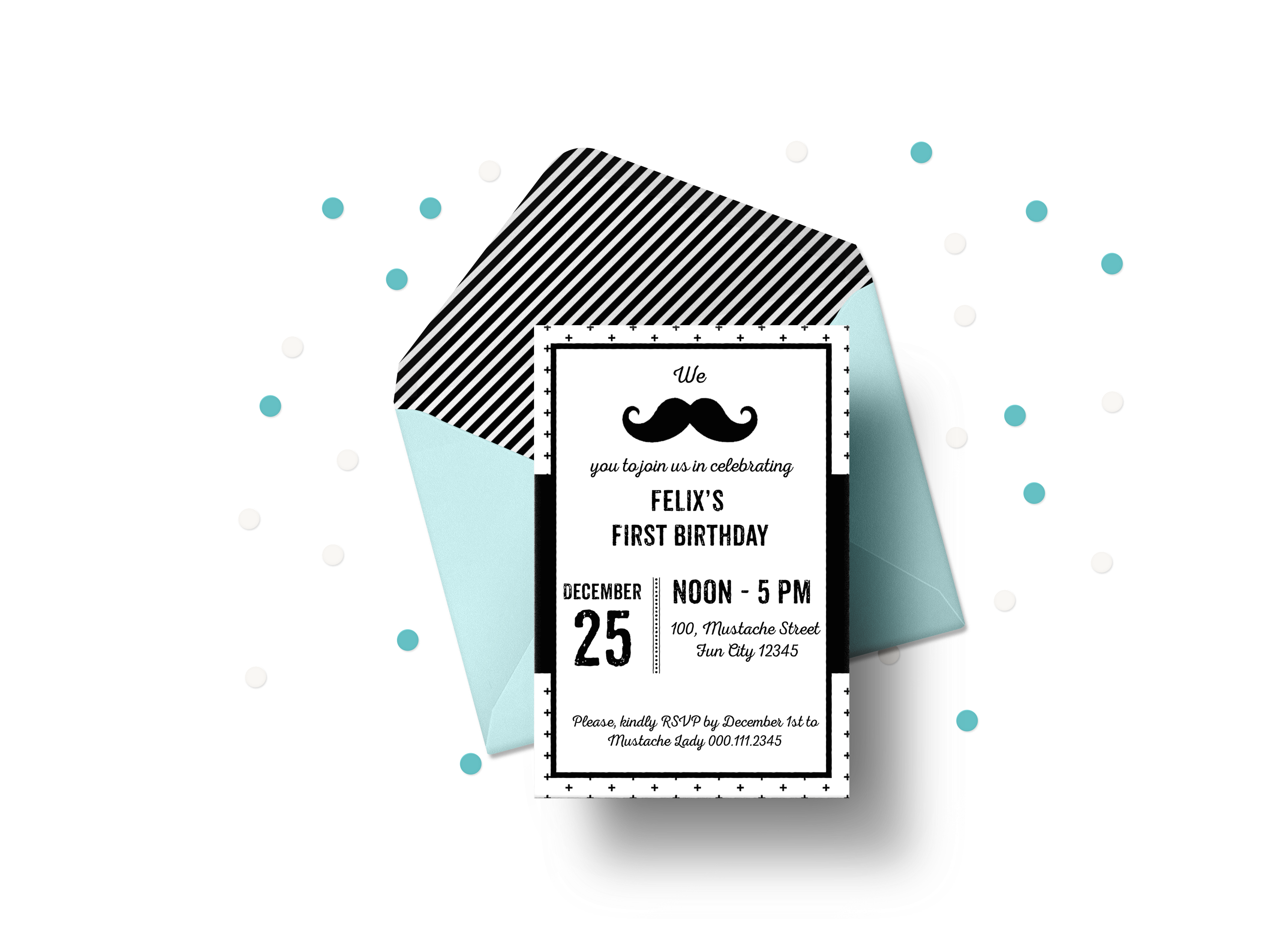 Likable Party Invitation Content - Invitation Mustache Party (3500x2500), Png Download