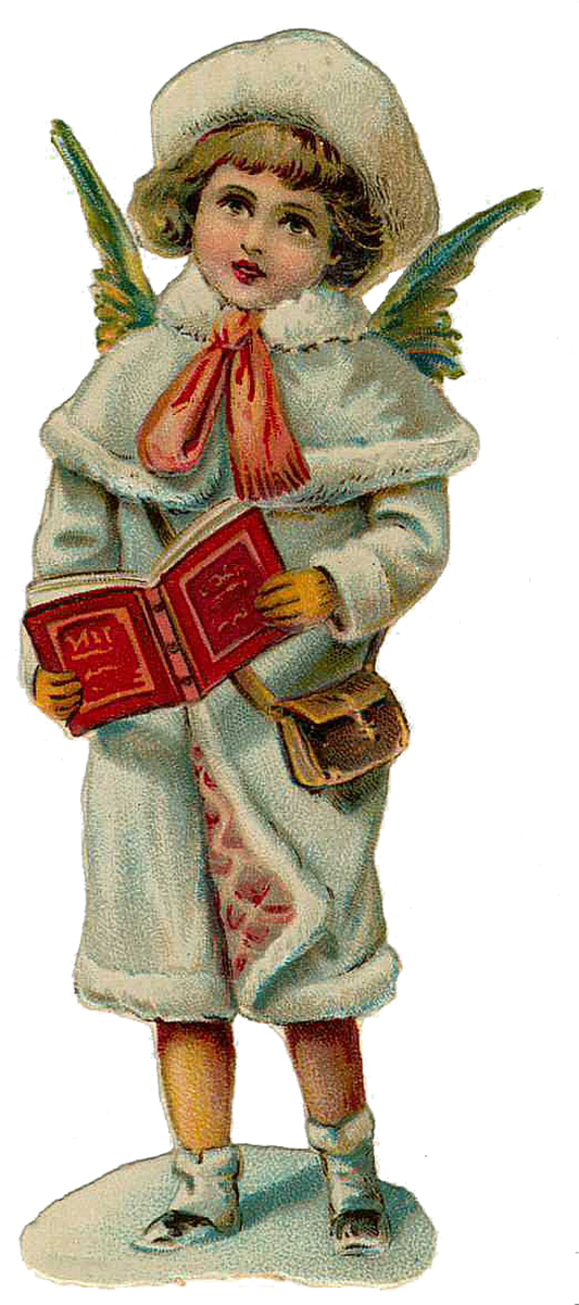 Vintage Victorian Christmas Die Cut Clip Art - Christmas Angels (533x1201), Png Download