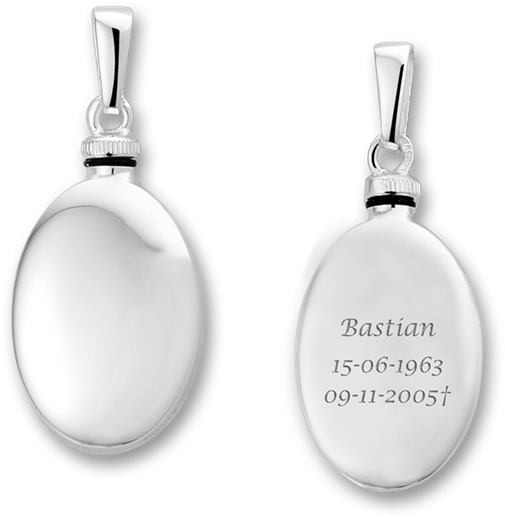 Silver Oval Ash Pendant With Engraving - Locket (800x560), Png Download