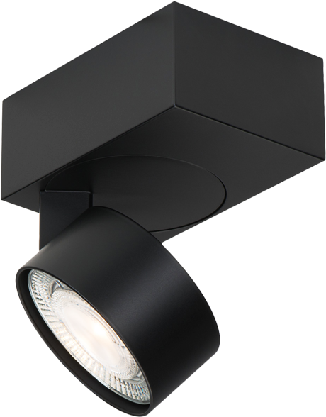 Led Swivel Spotlight Box Black - Ceiling (600x600), Png Download