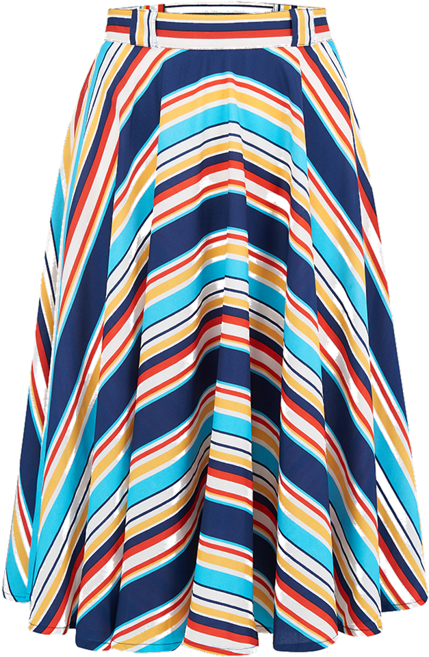 "swing Skirt" With Pockets In Multi Stripe Print By - Tennis Skirt (781x990), Png Download
