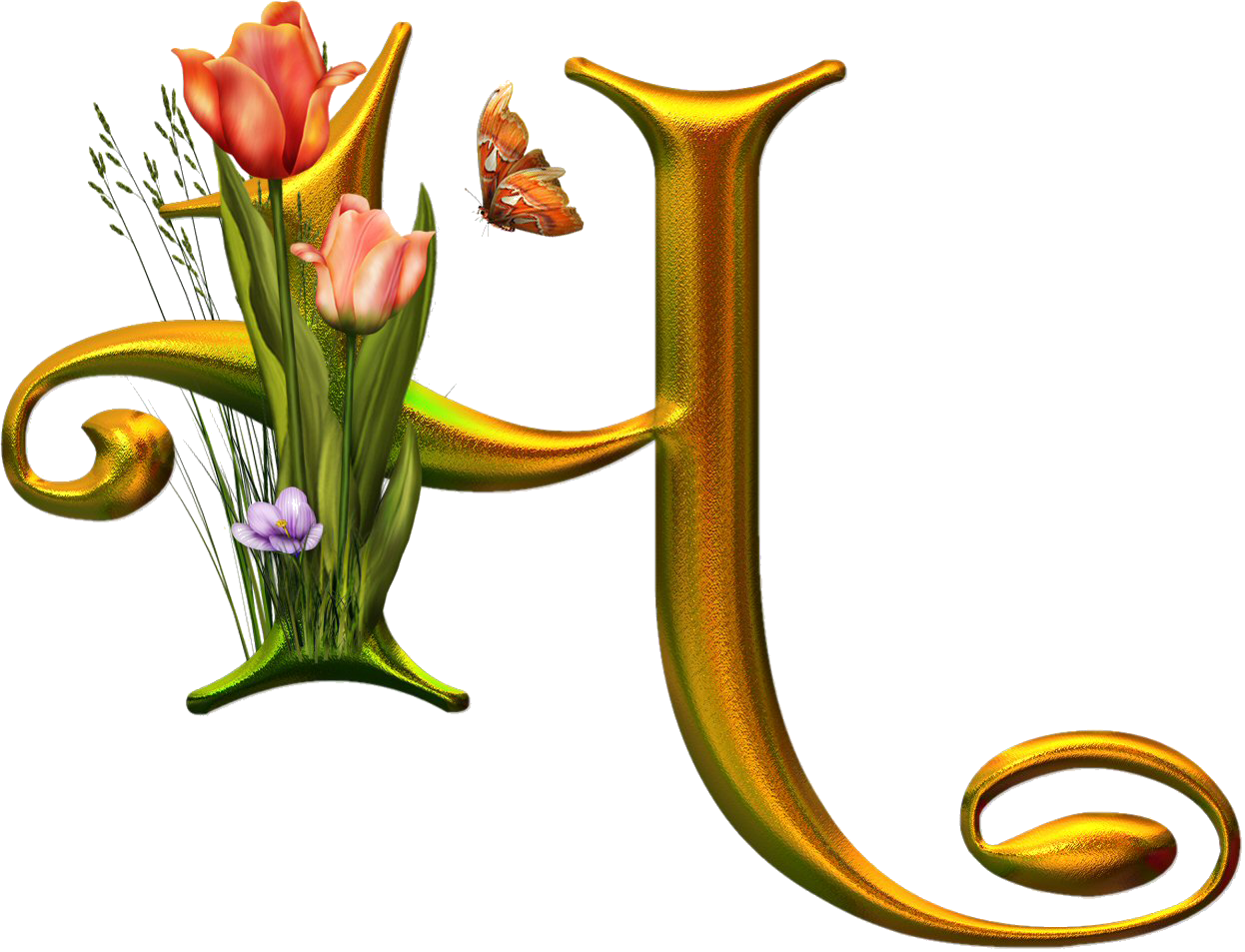 Bello Alfabeto Con Flores Y Mariposas (1246x953), Png Download