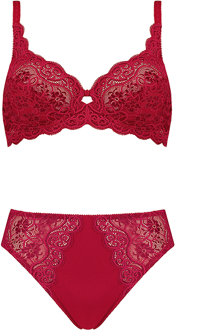 Amourette 300 Wired Bra And Tai Brief In In Royal Red - Reggiseno Triumph Blu (478x770), Png Download