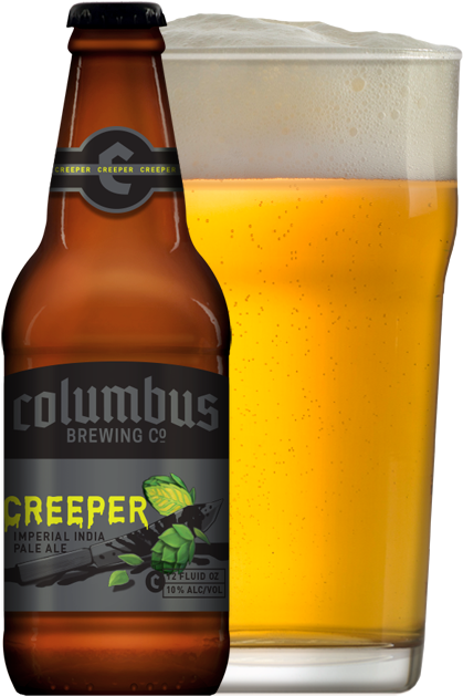 Cbc Creeper Bottle And Glass - Columbus Brewing Ipa (500x663), Png Download