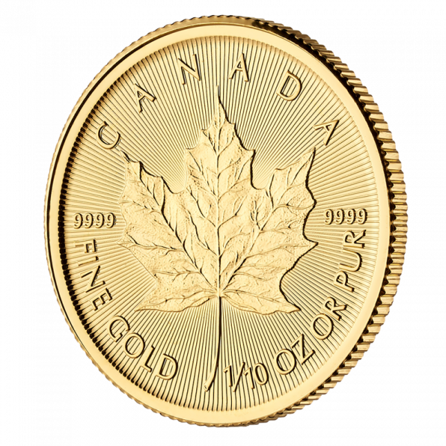 1/10 Oz Maple Leaf Gold Coin - Coin (650x650), Png Download