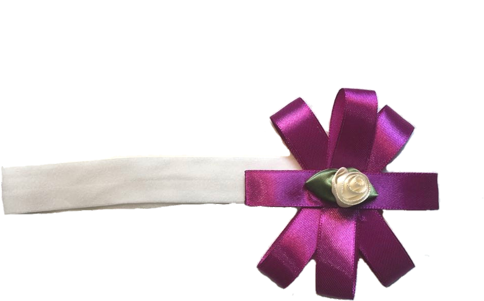 White Rose With Purple Ribbon Headband - Satin (1024x768), Png Download