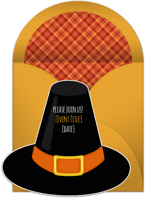 Online Thanksgiving Invitation With A Whimsical Pilgrim - Thanksgiving Clip Art Free (650x650), Png Download