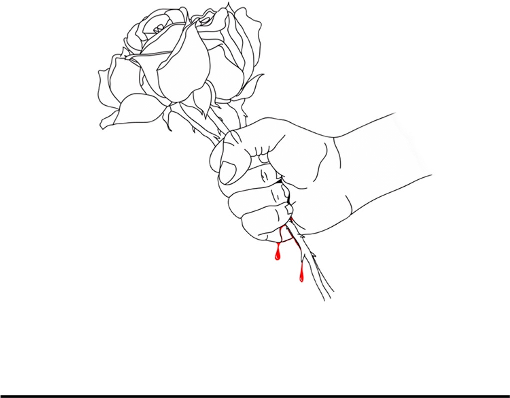 #roses #flower #hand #blackandwhite #blood - Illustration (1024x1024), Png Download