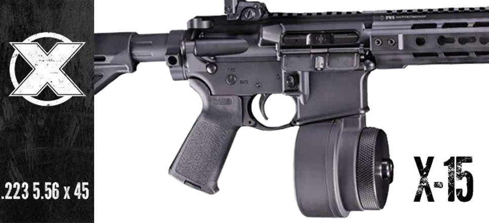 Xproducts X 15 High Capacity Ar 15 Drum Magazine - Ar 15 Drum Mag (966x441), Png Download