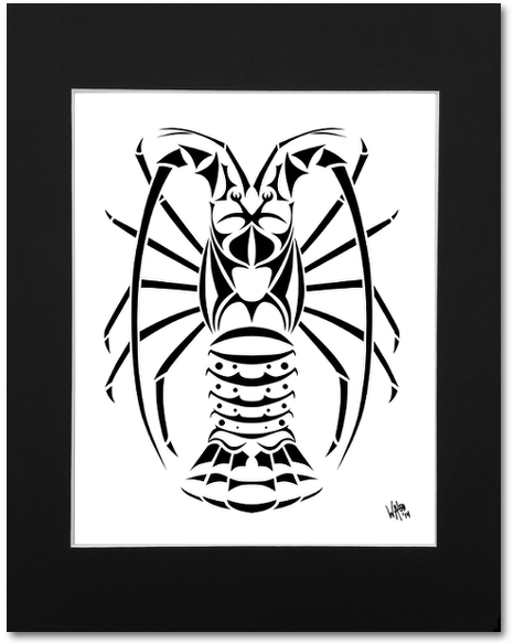 Spiny Lobster Art Print - Spiny Lobster Tattoo (650x582), Png Download