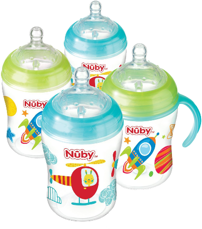 Nuby Natural Touch Bluegreen 9oz - Nuby Natural Touch Baby Bottles 4 Pack (640x480), Png Download