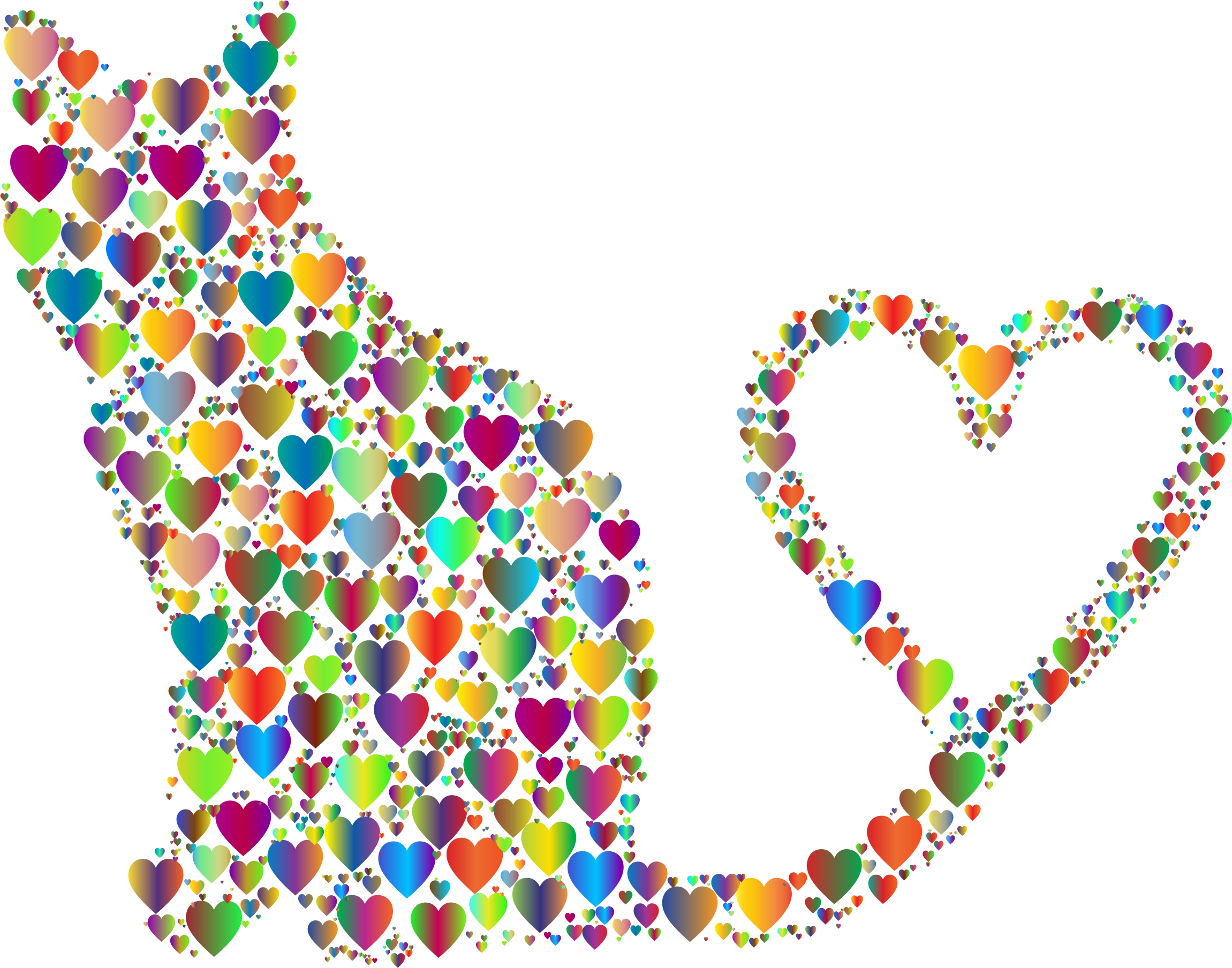 Heart Clipart Silhouette - Imagem De Gato Com Coração (2301x1808), Png Download