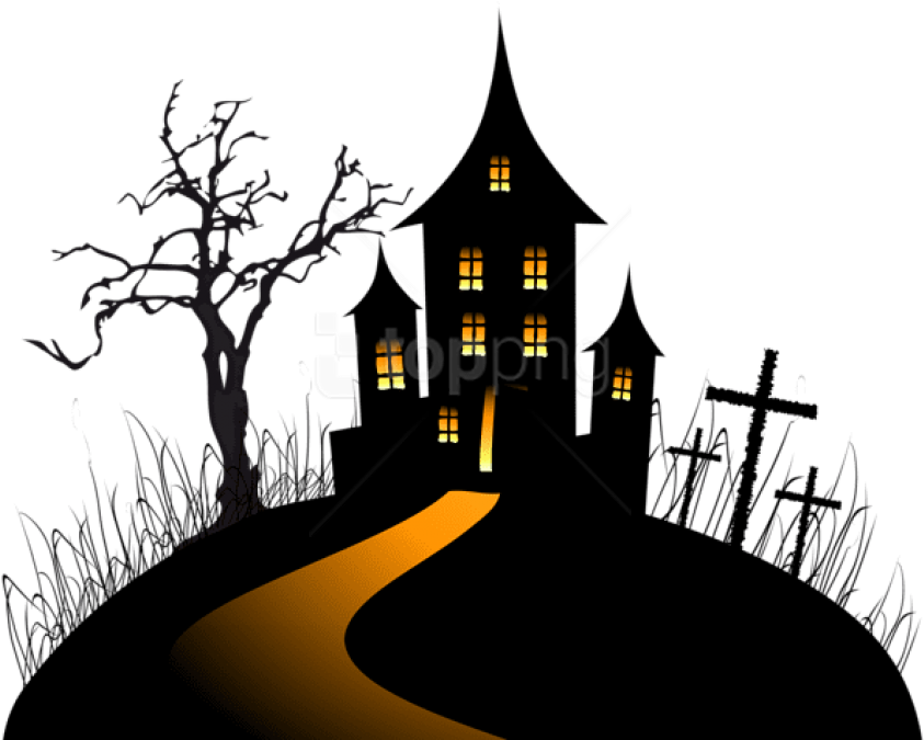 Free Png Download Halloween Creepy Castle Png Images - Halloween Clipart Castle (850x678), Png Download