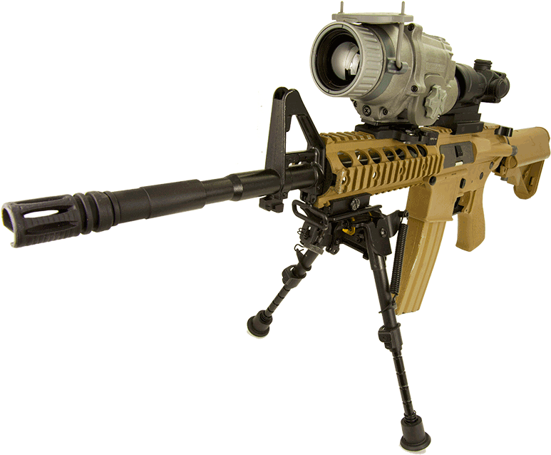 L3 Lwts Thermal Scope Mounted On Rifle, Front View - Rifle Png Front View (800x674), Png Download
