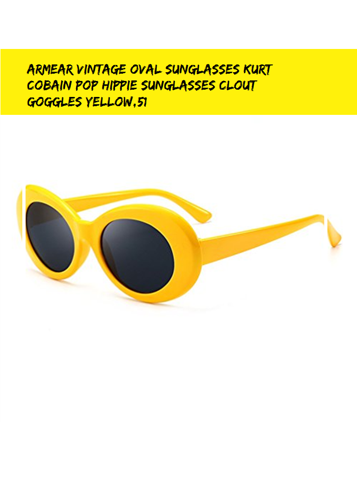 Armear Vintage Oval Sunglasses Kurt Cobain Pop Hippie - Sunglasses (735x1100), Png Download
