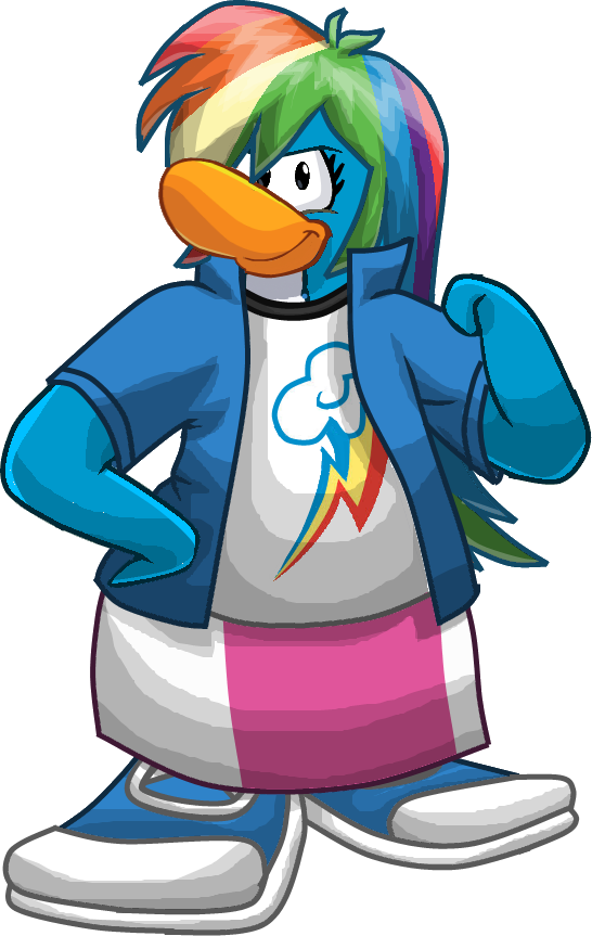 Club Equestria Girls Rainbow Dash Safe - Club Penguin No Background (546x863), Png Download