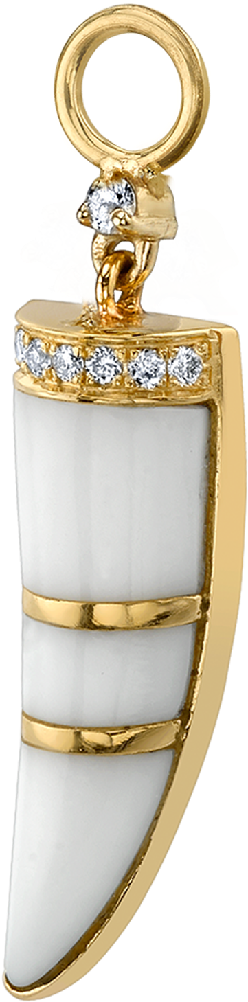 Diamond Triple Stone Horn Hoop Earring Charm - Keychain (1800x1800), Png Download