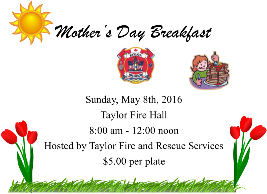 Mother's Day Breakfast At Taylor Firehall - Food Menu Borders (901x652), Png Download