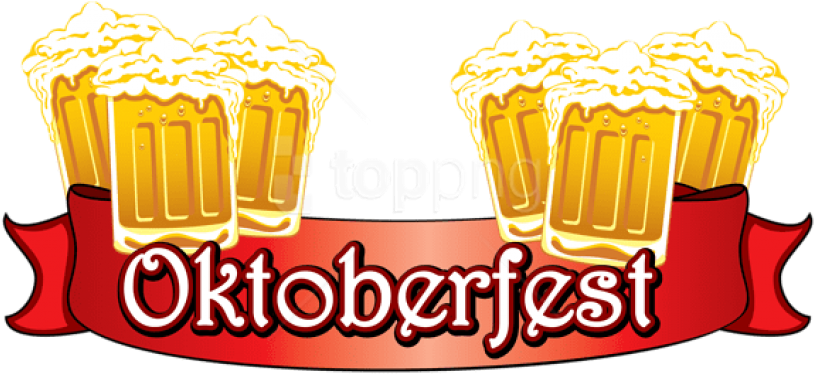 Download Oktoberfest Red Banner With Beers Png Images - Oktoberfest (850x401), Png Download