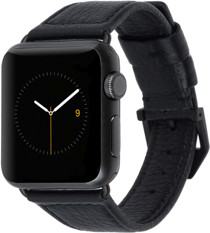 Case-mate Pebbled Leather Watchband For Apple Watch - Black Apple Watch 2 (800x800), Png Download