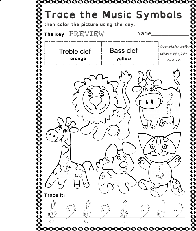 Treble Clef Worksheets - Line Art (800x800), Png Download