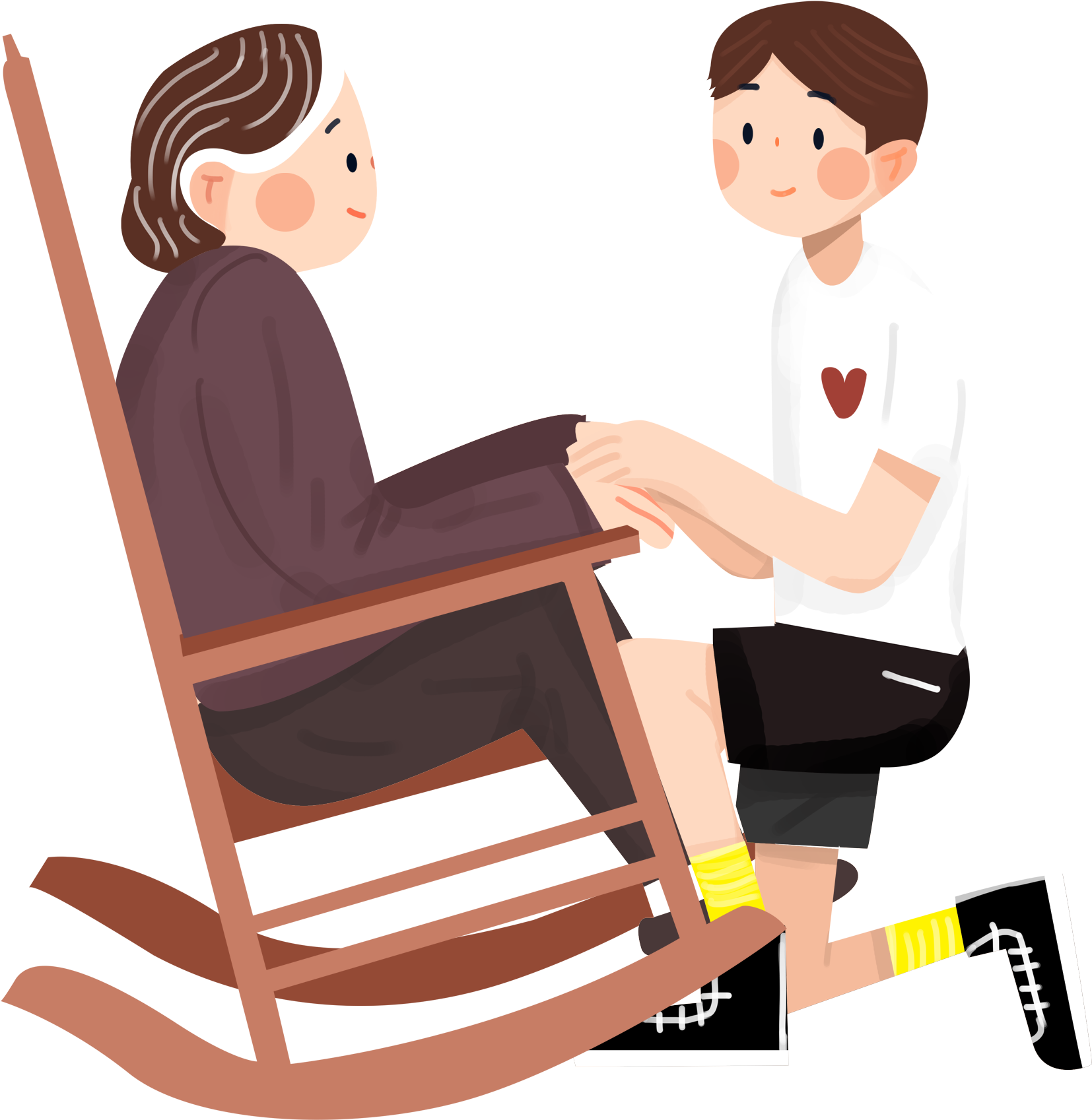 Grandma Filial Piety Cartoon Boy Png And Psd - Grandparent (2000x2000), Png Download