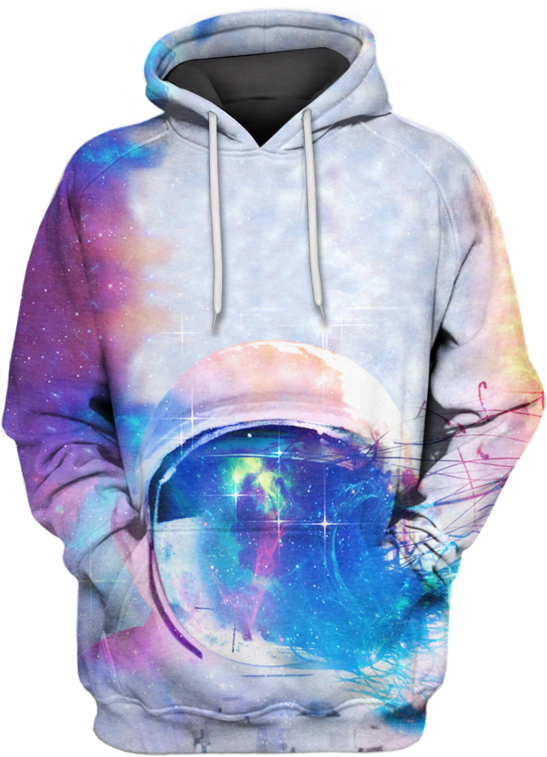 3d Astronaut Wearing Helmet Outerspace Full Print T - T-shirt (800x799), Png Download