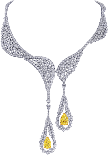 Fancy Yellow Pear Shaped Diamond Necklace - Necklace (640x640), Png Download