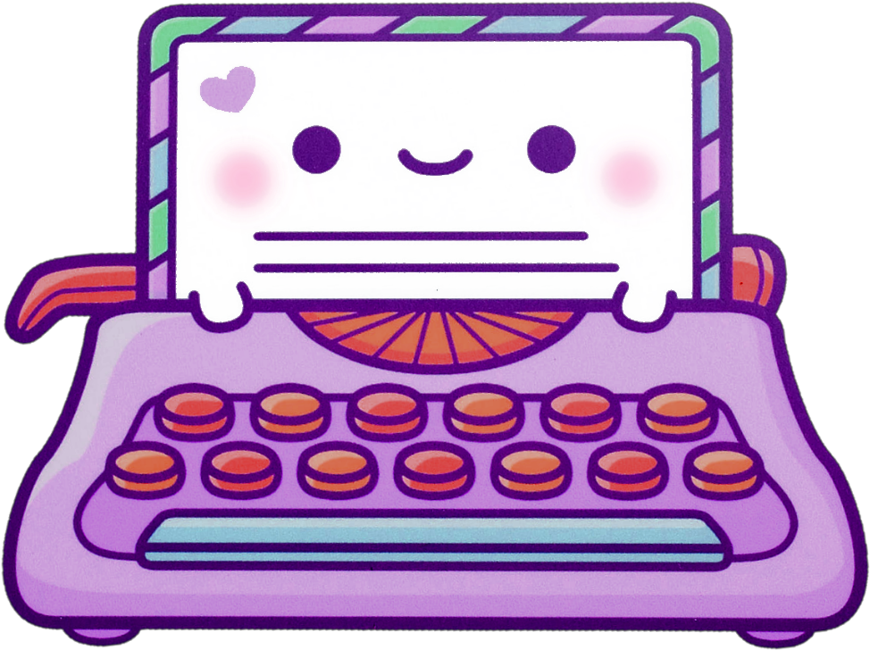 Typewriter Clipart Kawaii (1000x776), Png Download