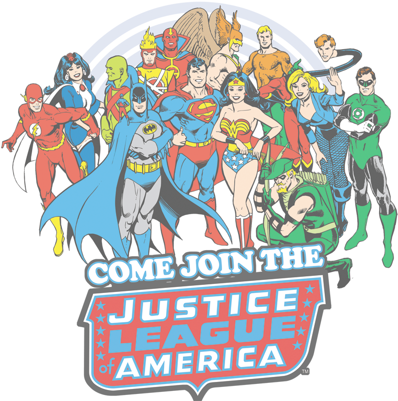 Dc Comics Join The Justice League Juniors T-shirt - Justice League Old School (792x798), Png Download