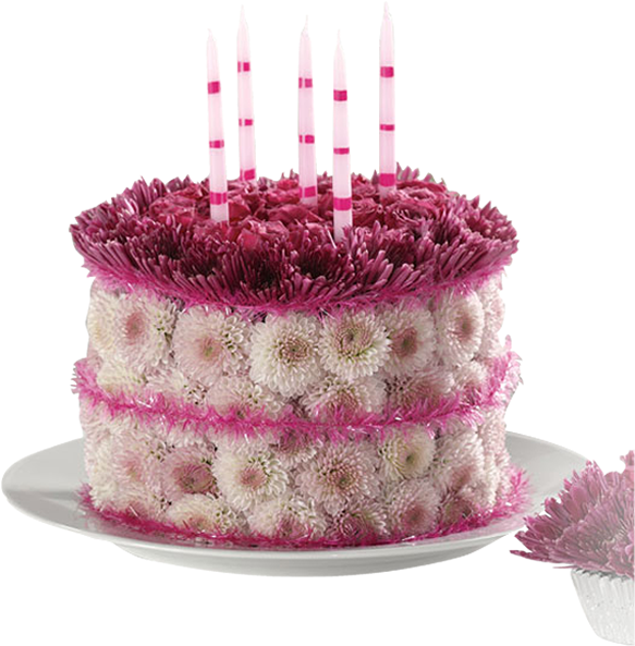 Pfs Ev82 11 - Birthday Flower Cake (600x600), Png Download