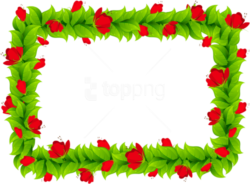 Free Png Download Floral Border Frame Clipart Png Photo - Colorful Floral Border Design (850x624), Png Download
