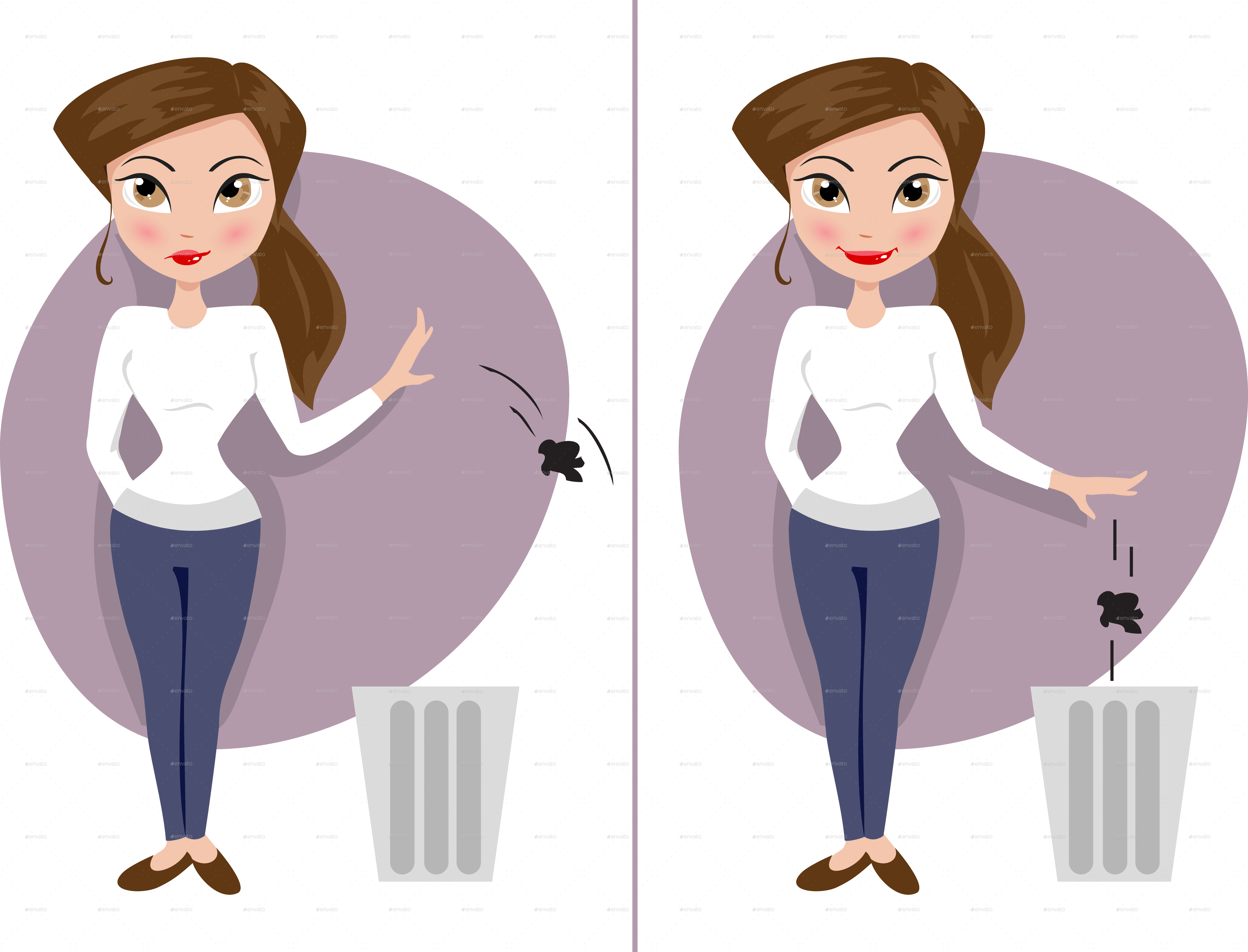 Garbage Garbage - Throwing Away Trash Animated (5147x3926), Png Download