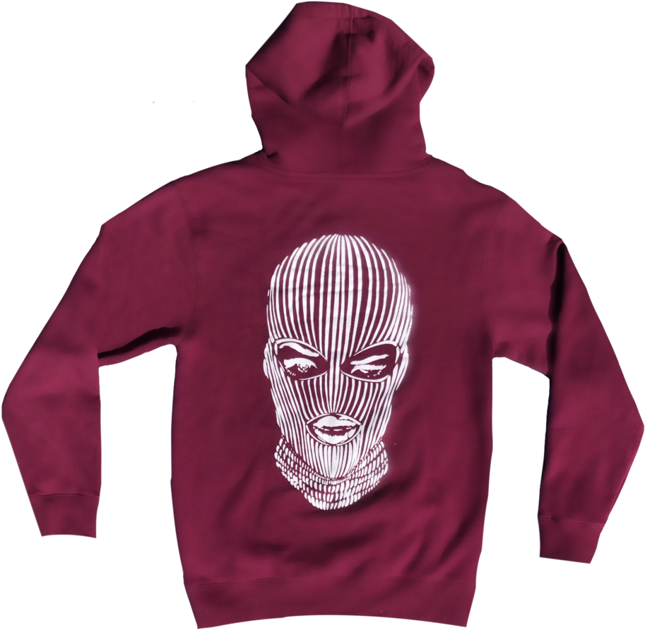Ski Mask Hoodie In Maroon - Hoodie (932x1024), Png Download