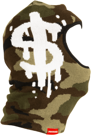 Camo Money Drip Ski Mask - Beanie (600x600), Png Download