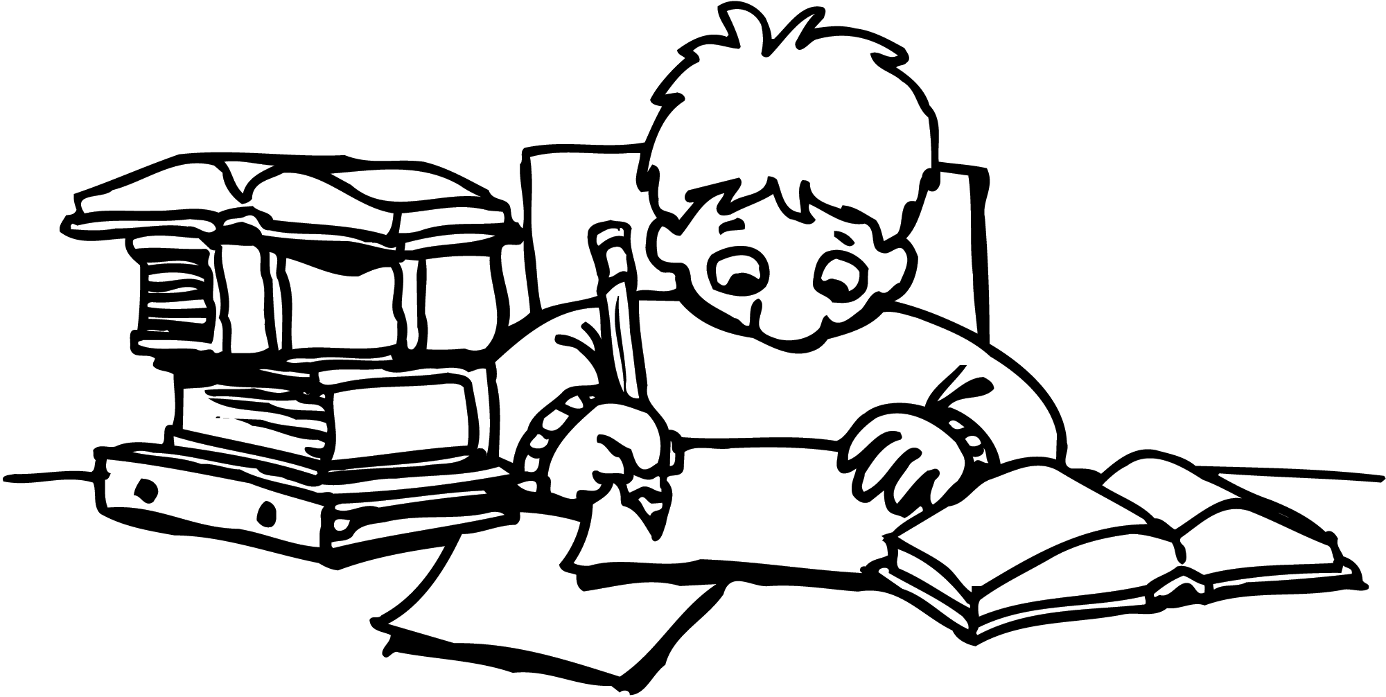 Png - Kid Doing Homework (2000x1006), Png Download