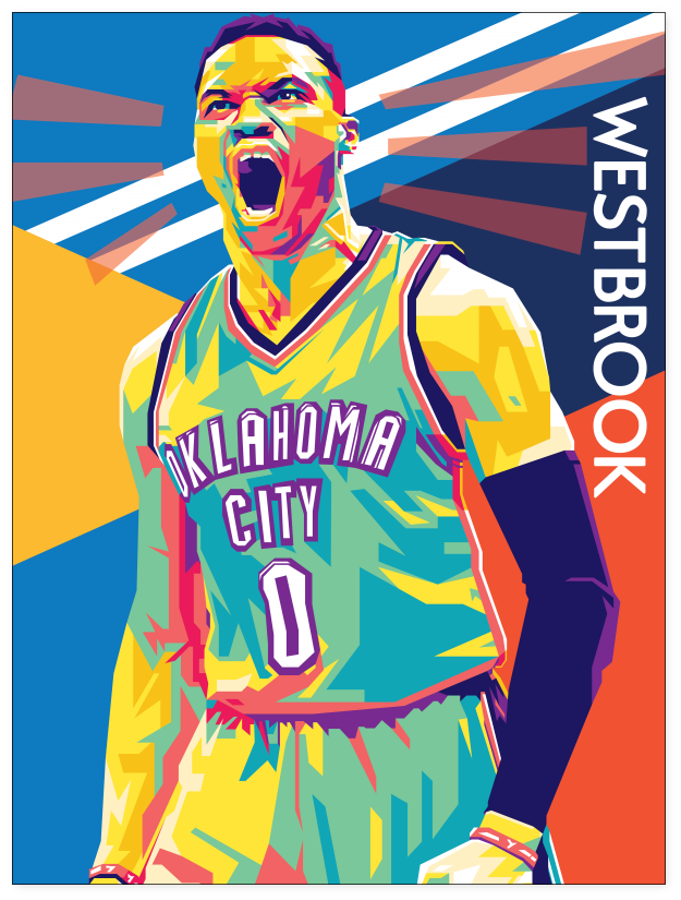 Russell Westbrook Pop Art Poster - Russell Westbrook Basketball Art (1024x1024), Png Download