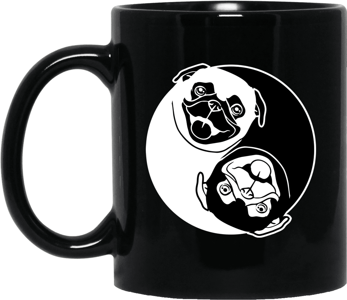 Ying Yang Pug Dog Mug & Car Sticker - Stargate Sgc Coffee Mug (1155x1155), Png Download