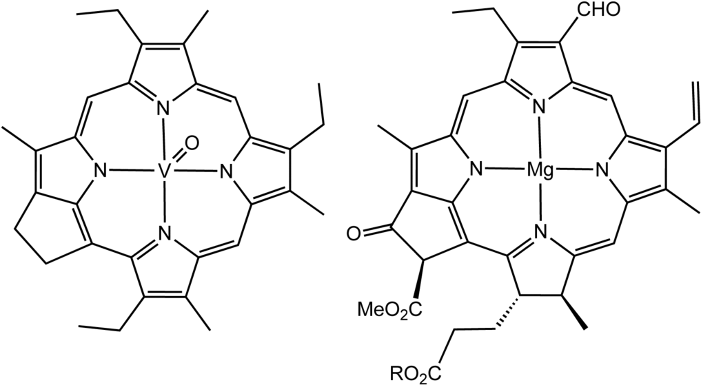 Vanadium Porphyrin In Petroleum And Chlorophyll A (right) - Petrolio Formula Chimica (1024x566), Png Download