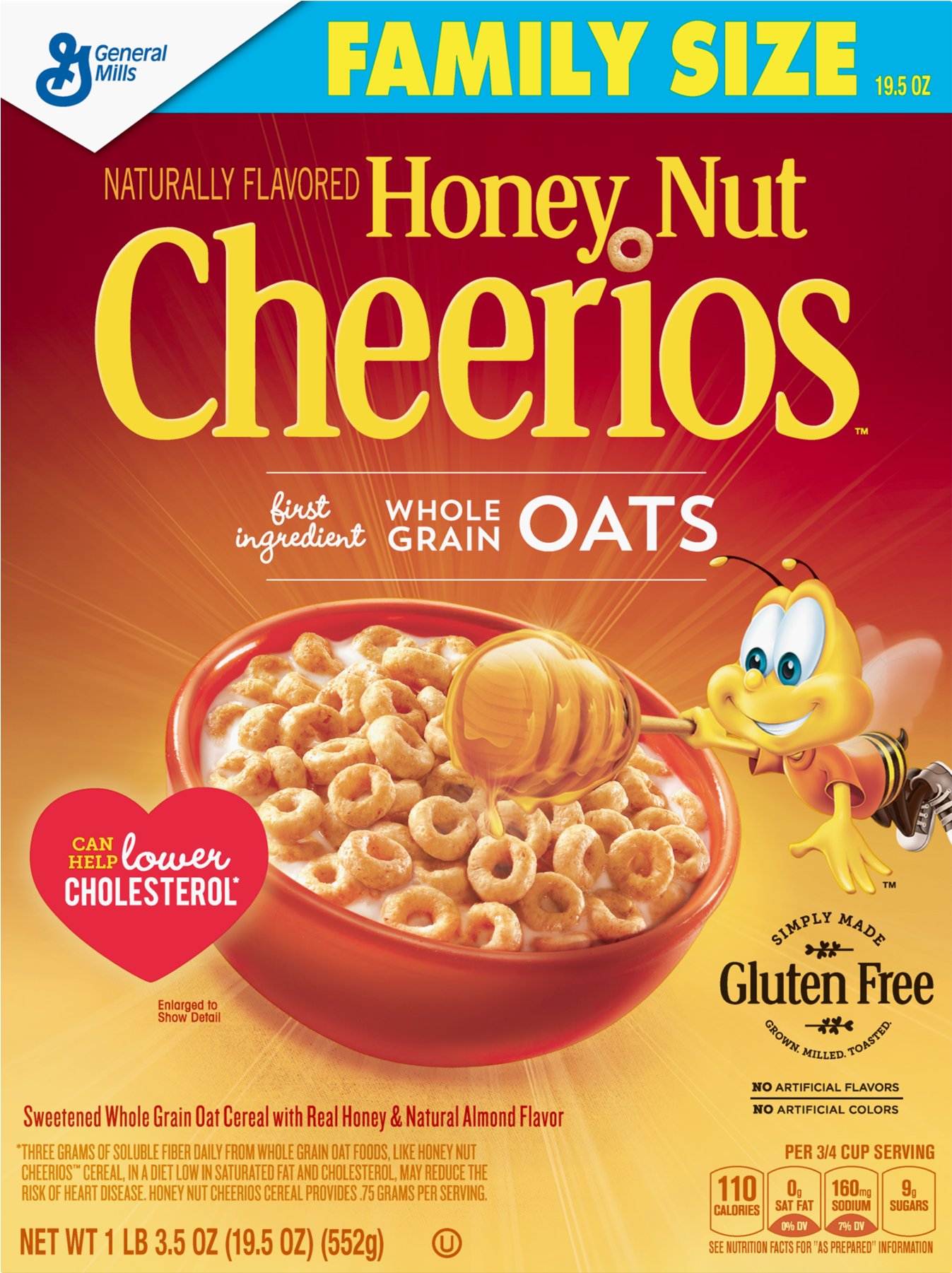 Honey Nut Cheerios Gluten Free Breakfast Cereal, - Cheerios Cereal (1800x1800), Png Download