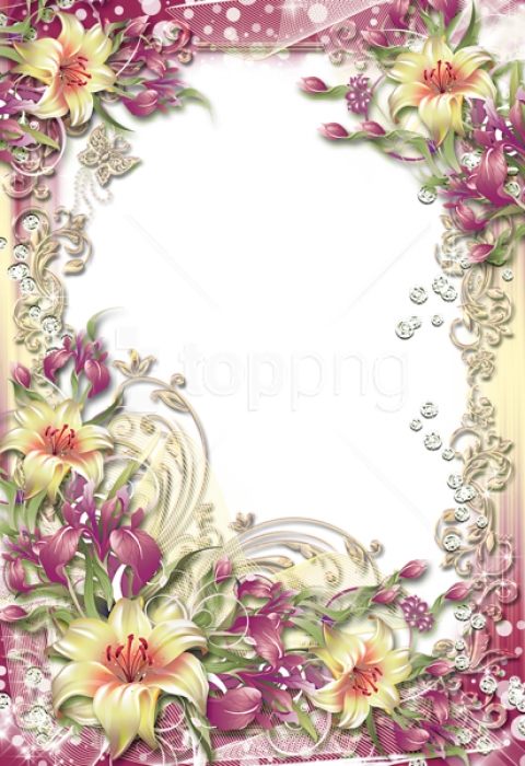 Free Png Photo Frame With Yellow Flowers Png Images - Flower Frame Border Png Transparent (480x700), Png Download