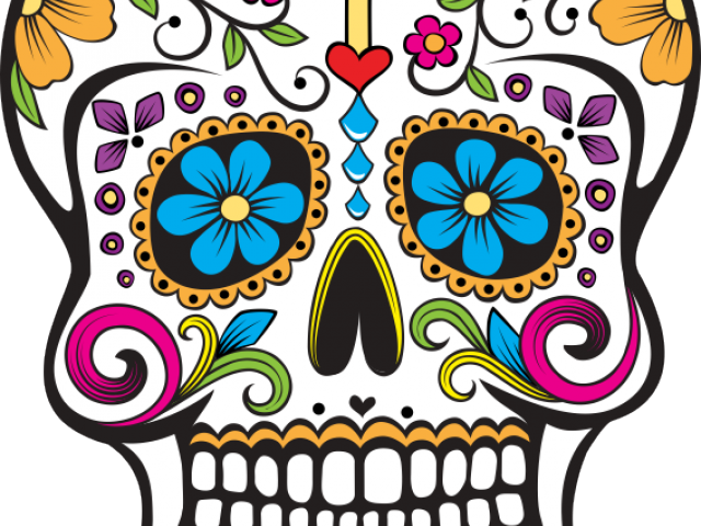 Sugar Skull Clipart Transparent Background - Dia De Los Muertos Colorful Skull (640x480), Png Download