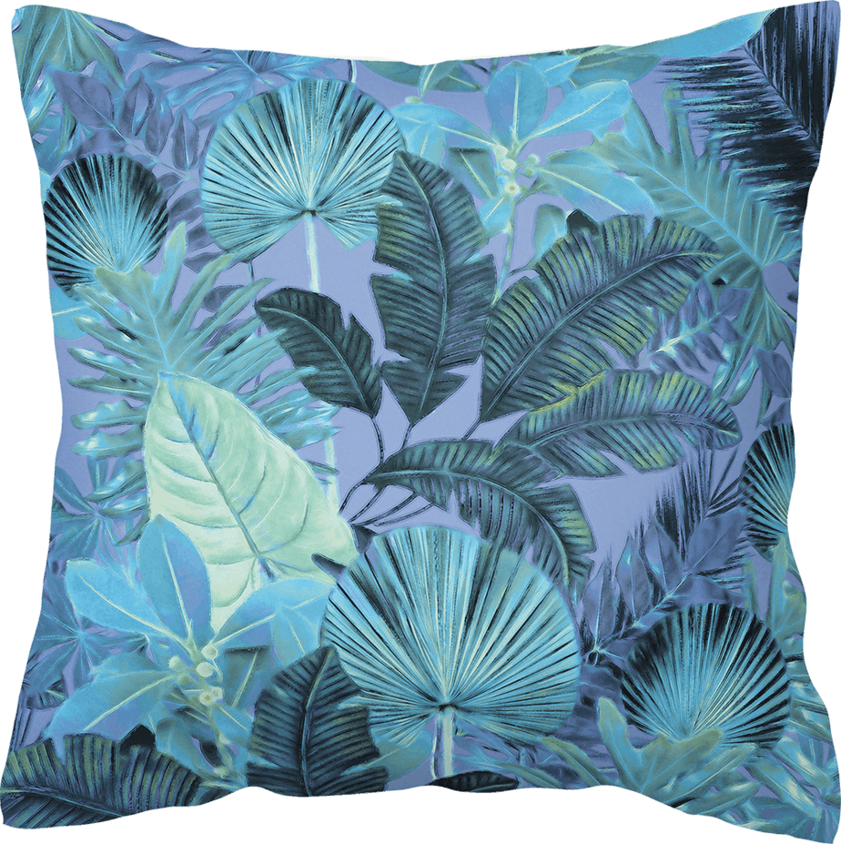Tropical Leaf Aqua - Cushion (924x927), Png Download