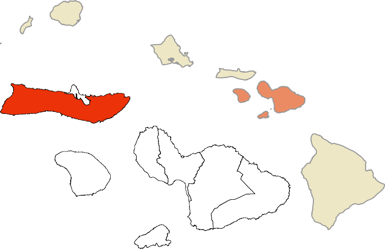 Modern Districts Of Maui County Map - Hawaii (758x490), Png Download