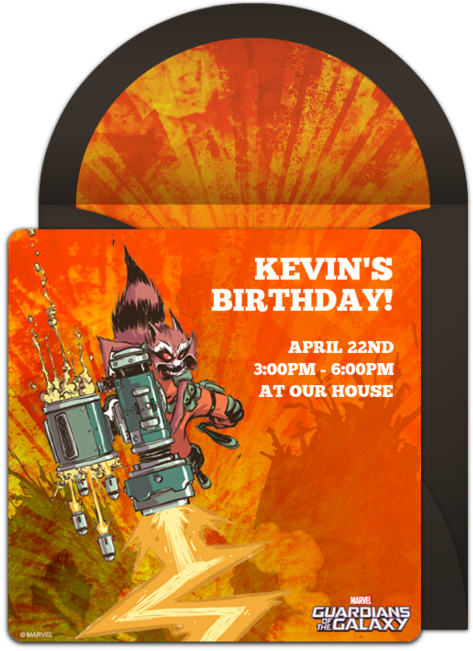 Gotg Rocket Raccoon Laser Online Invitation - Graphic Design (650x650), Png Download