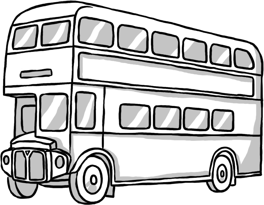 856 X 664 4 - Double Decker Bus Painting (856x664), Png Download
