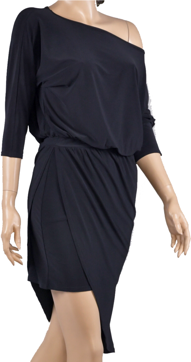 Asymmetrical Sarong Latin & Rhythm Dress-size Xs In - Little Black Dress (800x1200), Png Download